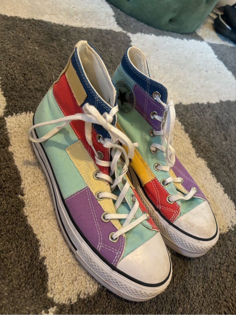 Converse Rainbow Patchwork High-Top Sneakers - Multi